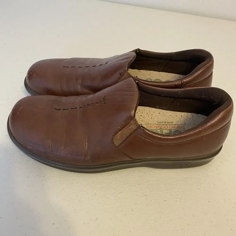 SAS Tripad Comfort Brown Leather Slip On Women Size 7.5S D0644298 USA Made - Picture 8 of 10